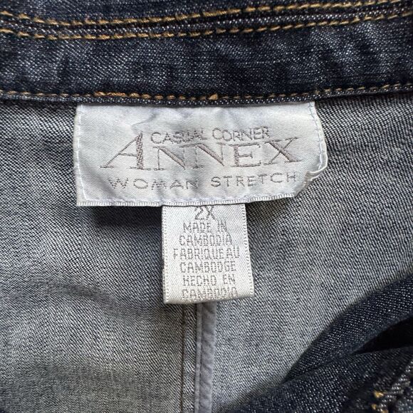 Casual Corner Jean Jacket Stretch Peplum Women's Denim Jacket Plus Size 2XL - Picture 3 of 11